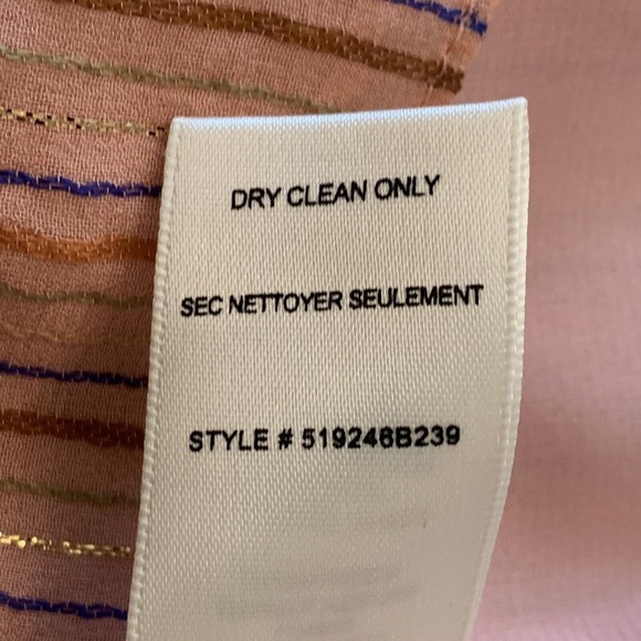 Rebecca Taylor XL Blouse Margarita Pink Metallic Stripe Lurex Silk Lined Top - Picture 10 of 10